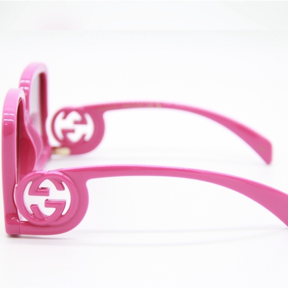 NEW GUCCI GG1326S 004 PINK SQUARE WOMEN SUNGLASSES GUCCI - Picture 7 of 8